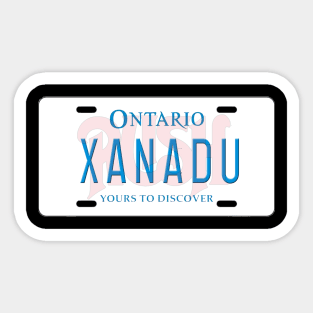 Xanadu License Plate Sticker